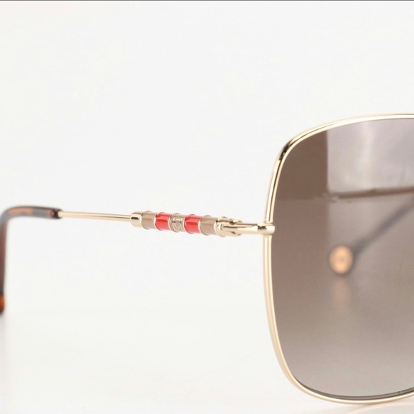 Carolina Herrera Square Oversized Metal‎ Sunglasses CH0035S J5GHA Gold Brown NIB - Picture 4 of 10